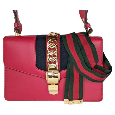 how to wear gucci red sylvie small|GUCCI Calfskin Small Sylvie Shoulder Bag Hibiscus Red .